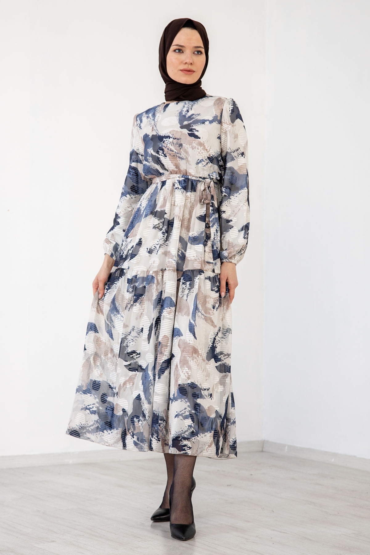 5846 Elbise 38-46 - Indigo - 1