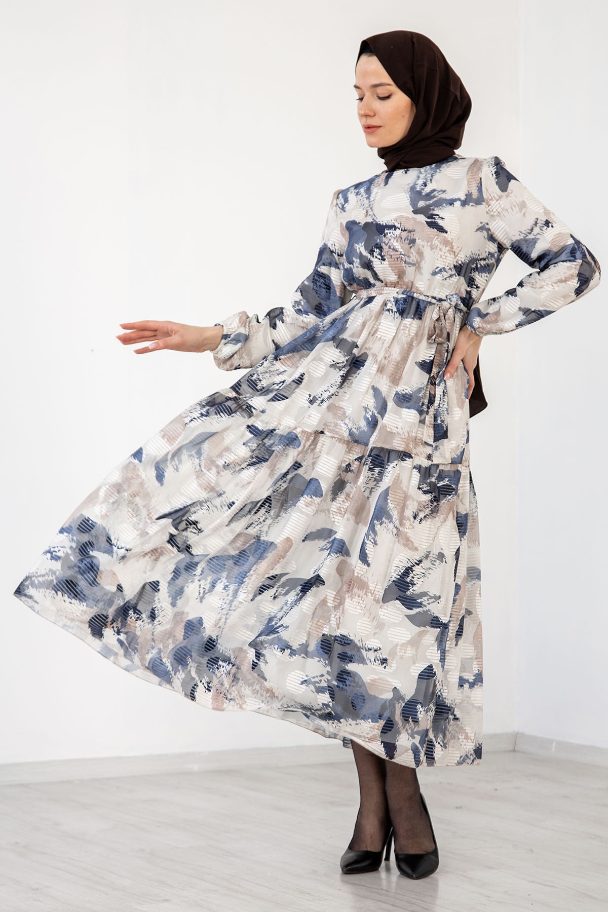 5846 Elbise 38-46 - Indigo - 2