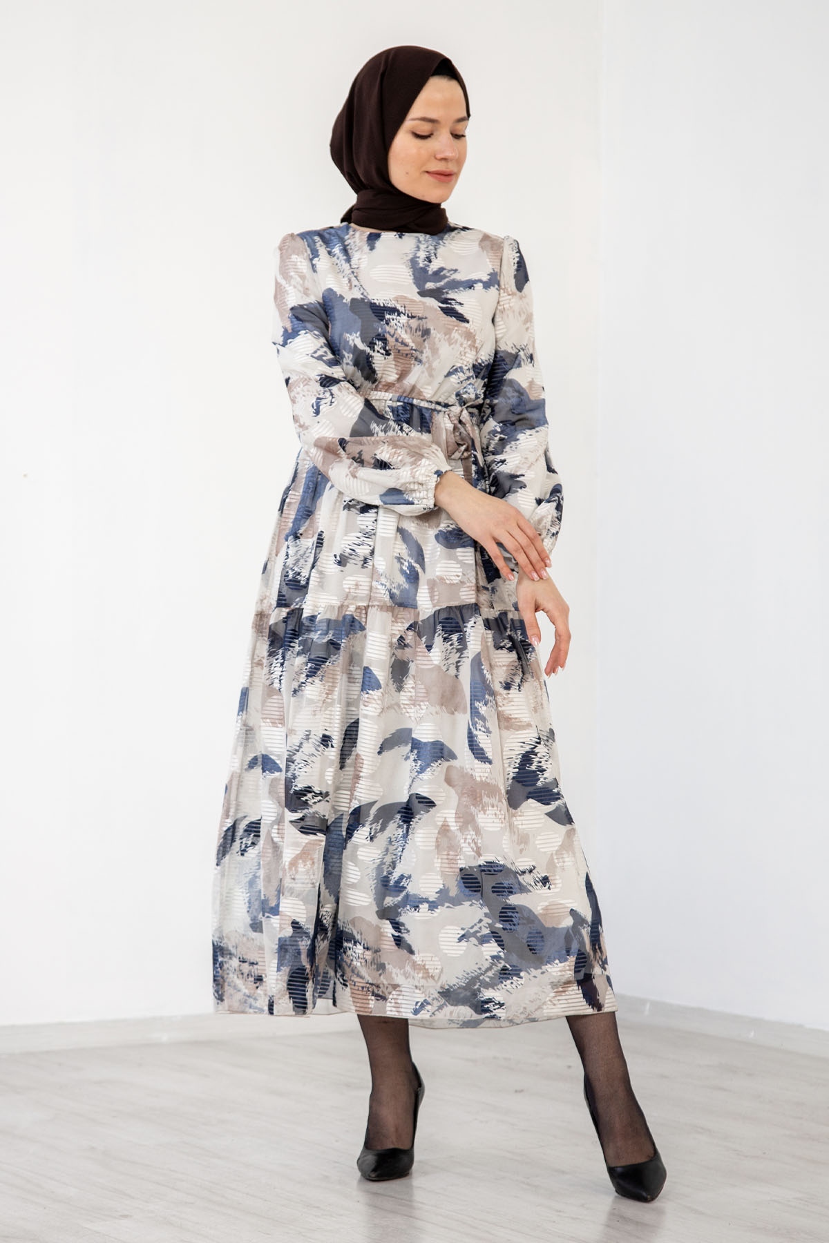 5846 Elbise 38-46 - Indigo - 3