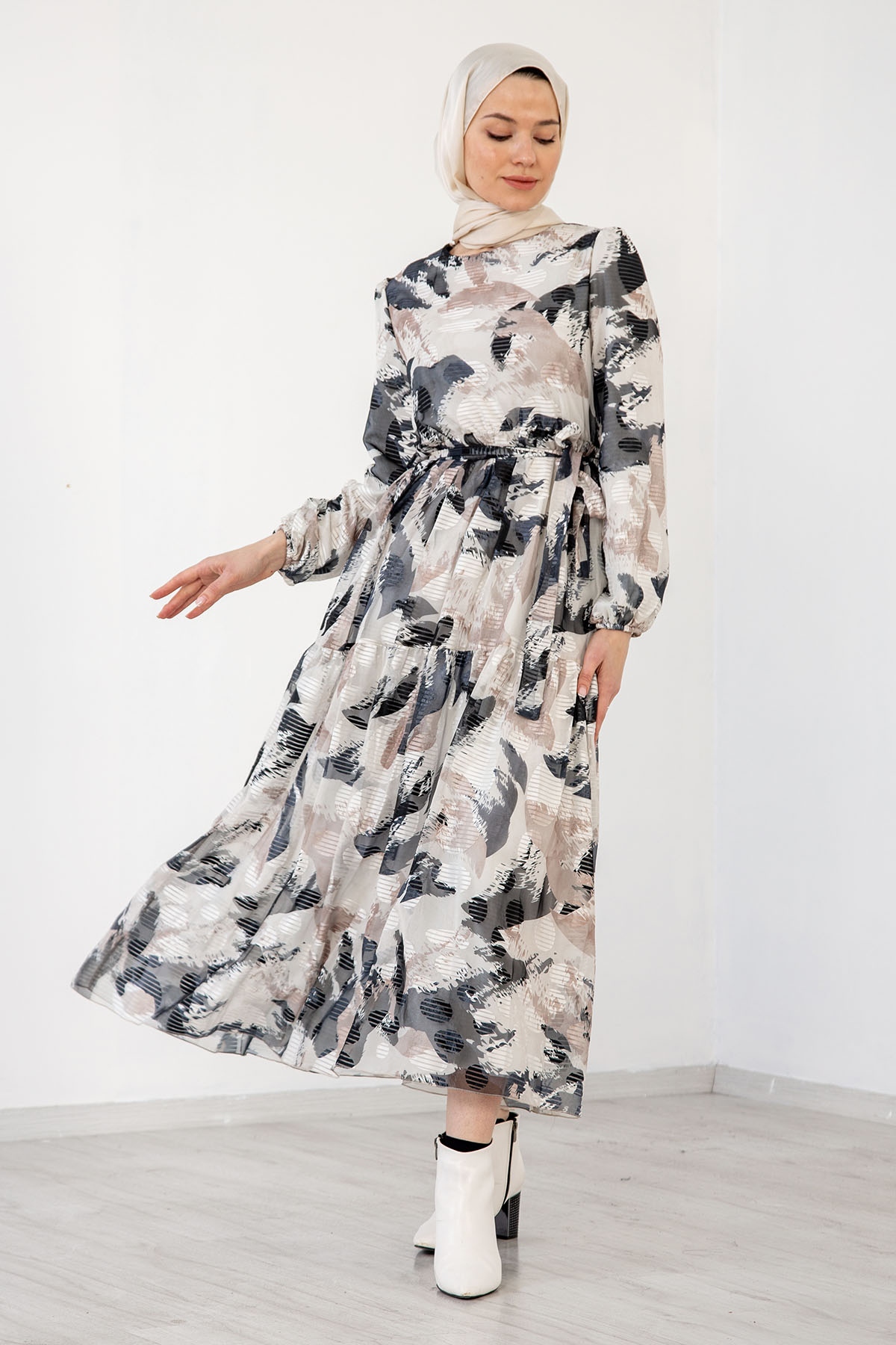 5846 Elbise 38-46 - Siyah - 1