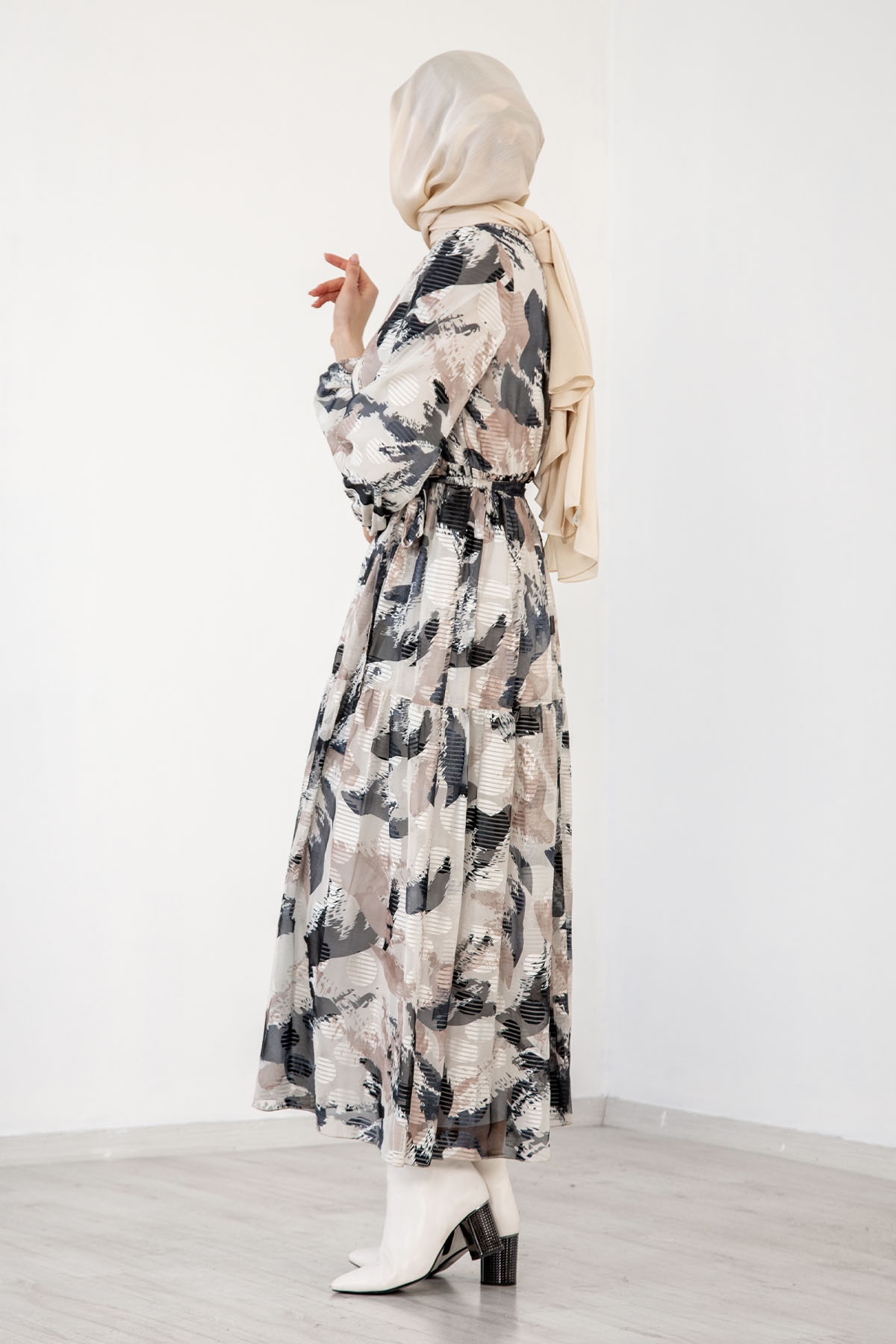 5846 Elbise 38-46 - Siyah - 4