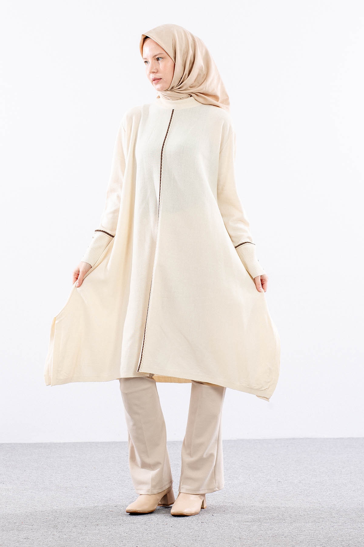 5865 Triko Panço Tek - Bej - 1