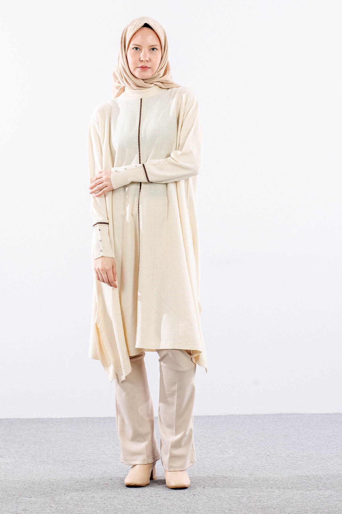 5865 Triko Panço Tek - Bej - 2