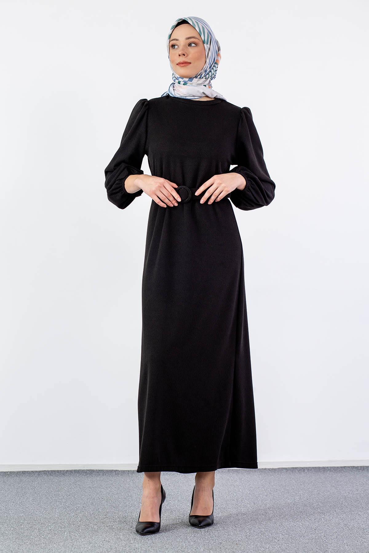 5901 Elbise 38-46 - Siyah - 1