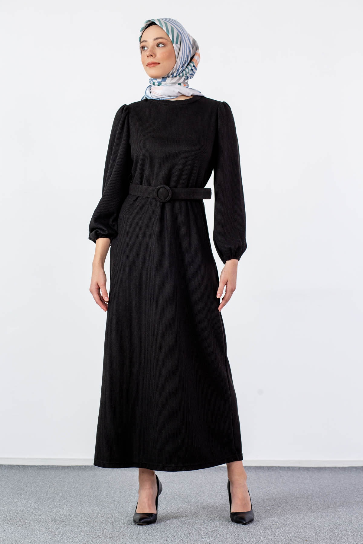 5901 Elbise 38-46 - Siyah - 2