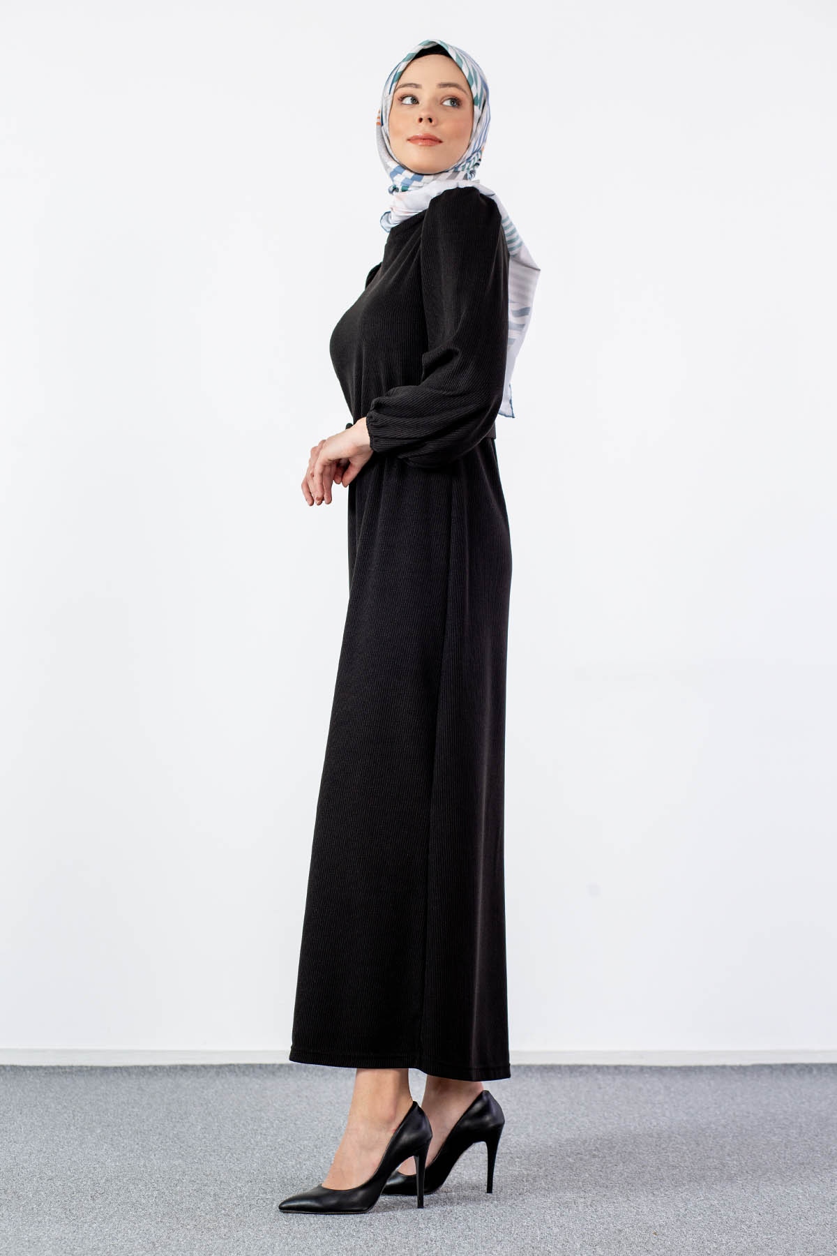 5901 Elbise 38-46 - Siyah - 4