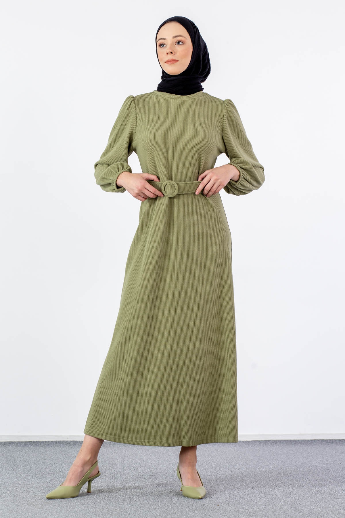 5901 Elbise 38-46 - Yesil - 2