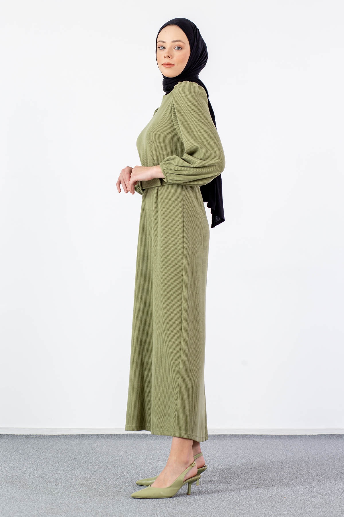 5901 Elbise 38-46 - Yesil - 4