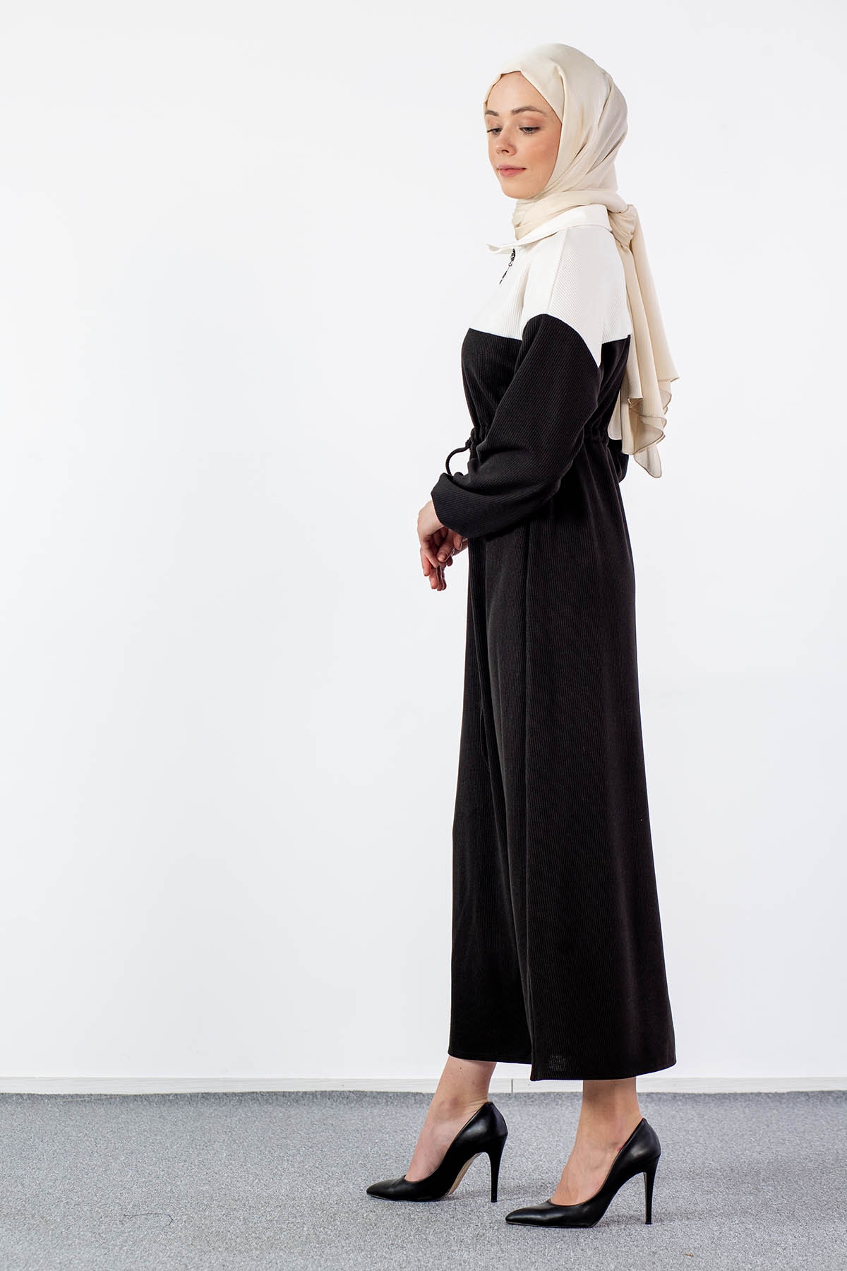 5903 Elbise 1-2-3 - Siyah_ekru - 4