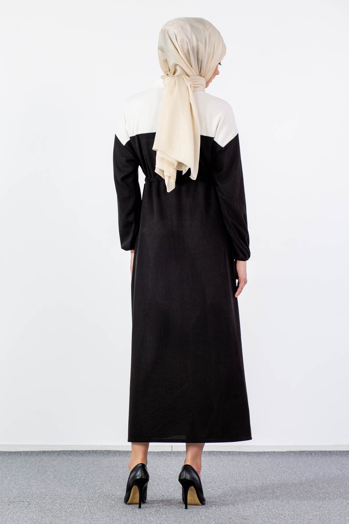 5903 Elbise 1-2-3 - Siyah_ekru - 5