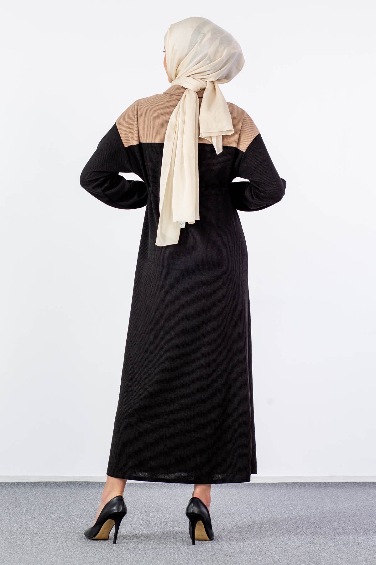 5903 Elbise 1-2-3 - Siyah_vizon - 5