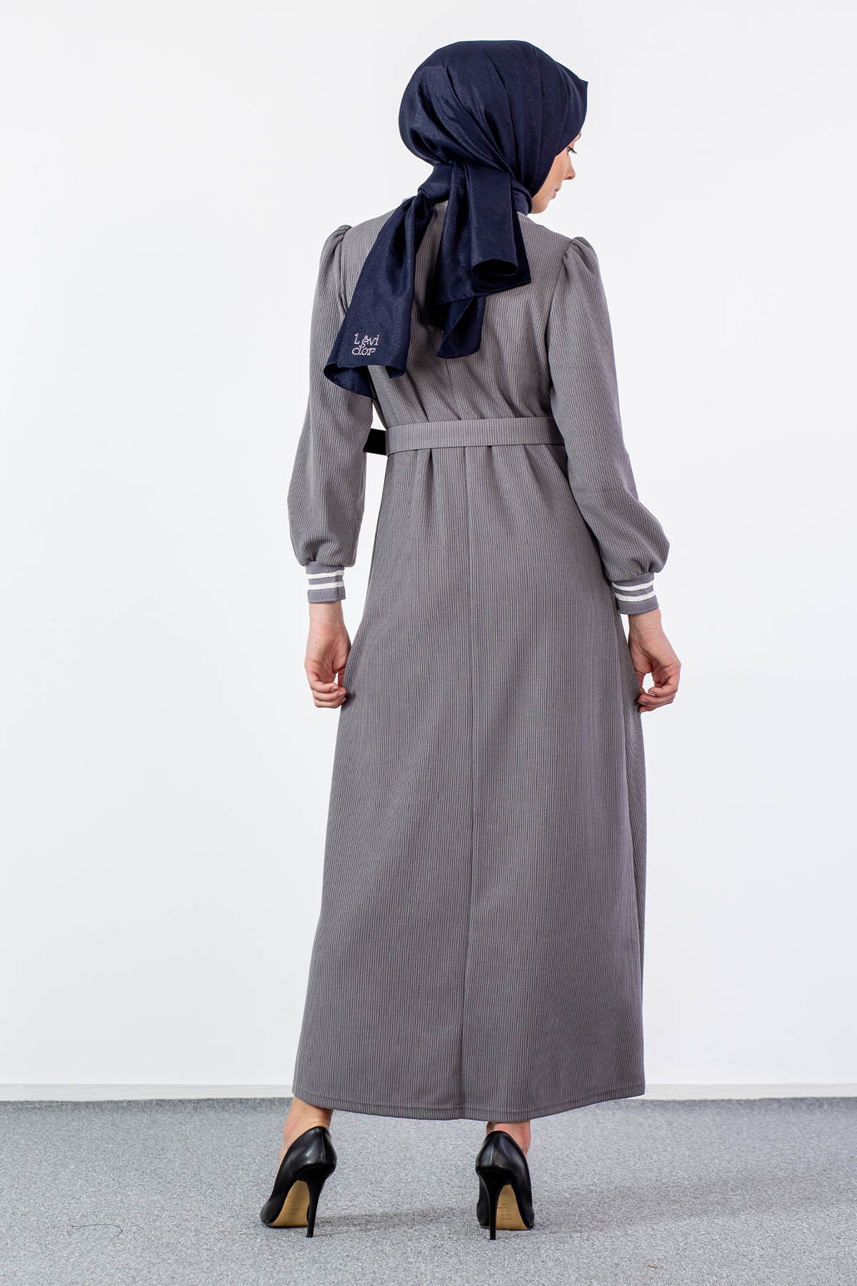 5904 Elbise 38-46 - Gri - 6