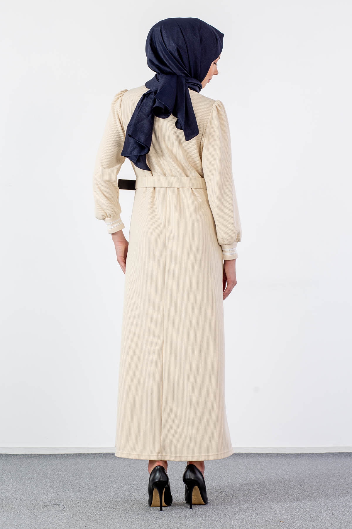 5904 Elbise 38-46 - Krem - 6