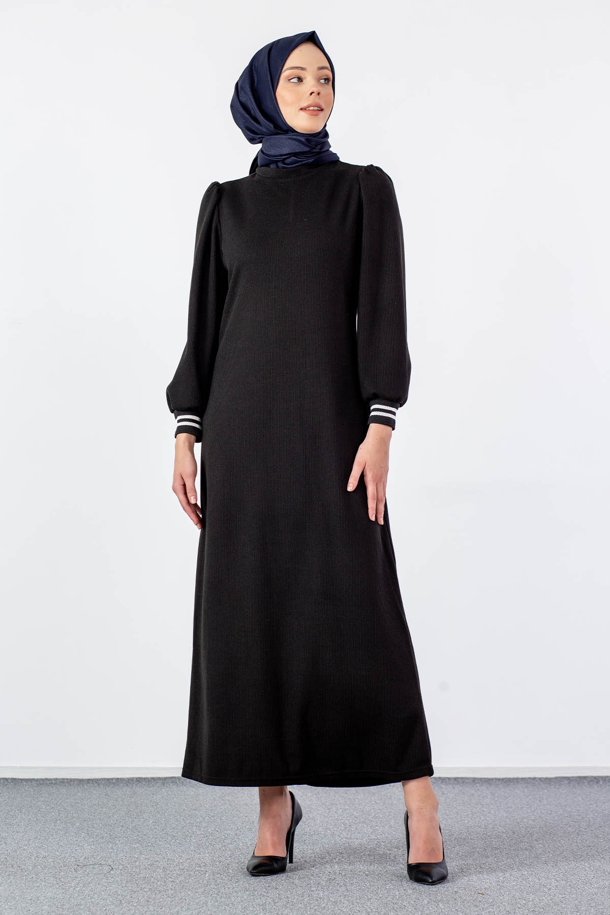 5904 Elbise 38-46 - Siyah - 2