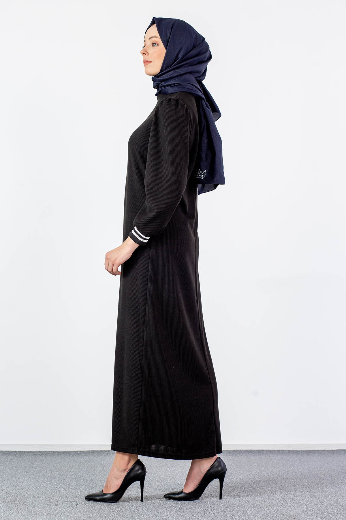 5904 Elbise 38-46 - Siyah - 4