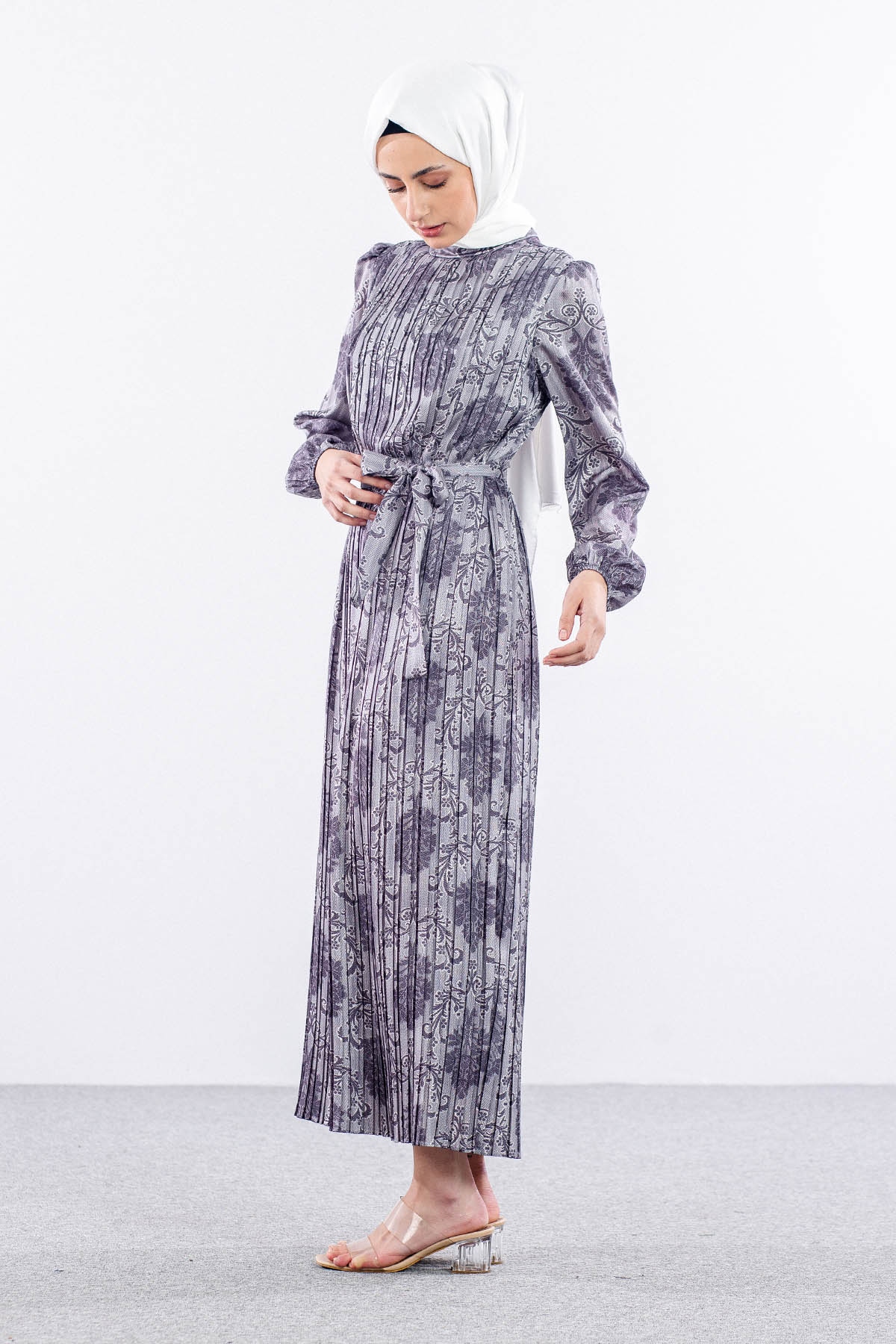 5909 Plise Elbise 1-1-2-2 - Siyah - 4