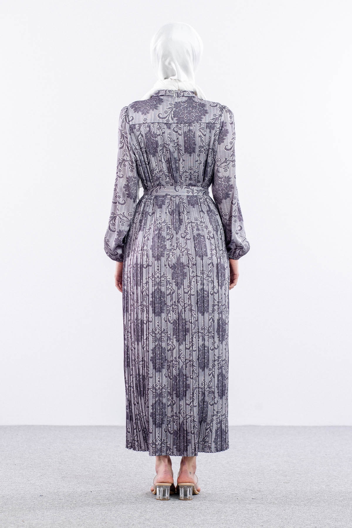 5909 Plise Elbise 1-1-2-2 - Siyah - 5