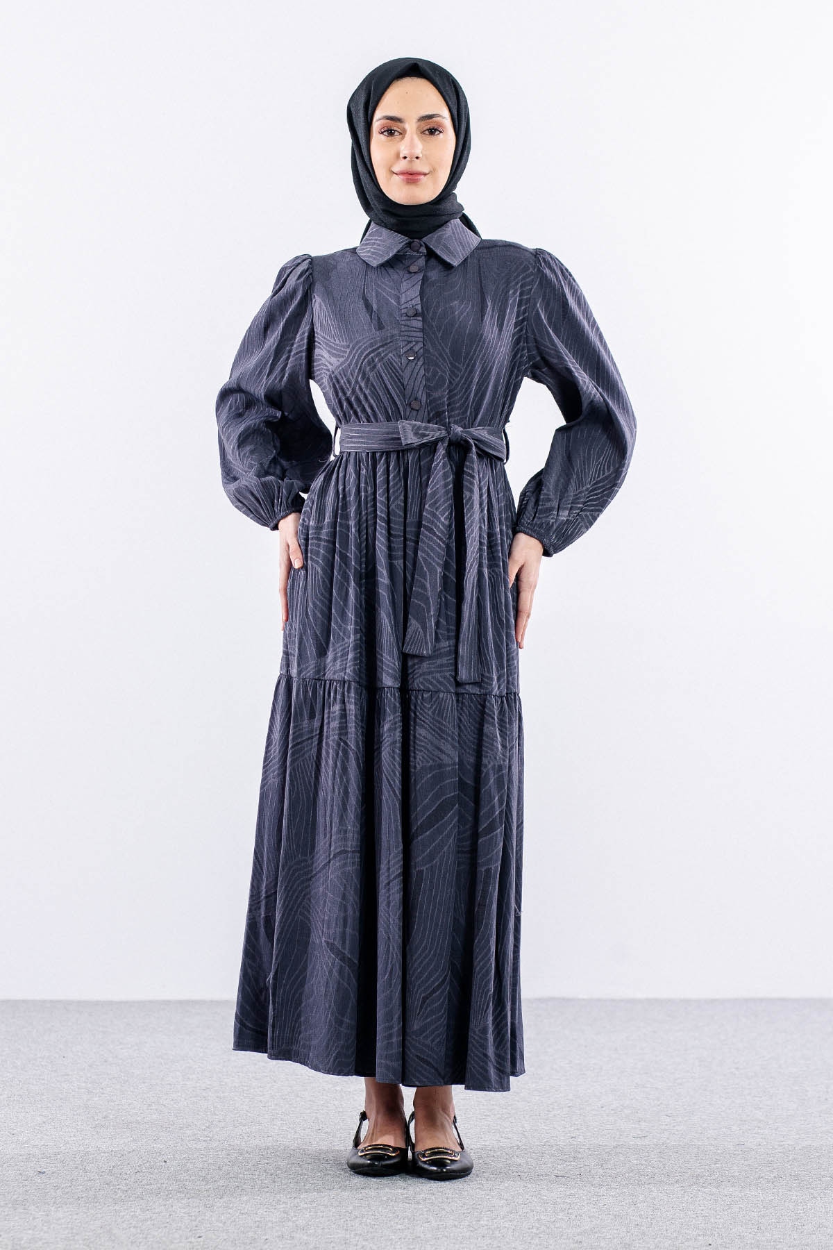 5916 Elbise 38-44 Dsn - Gri - 1