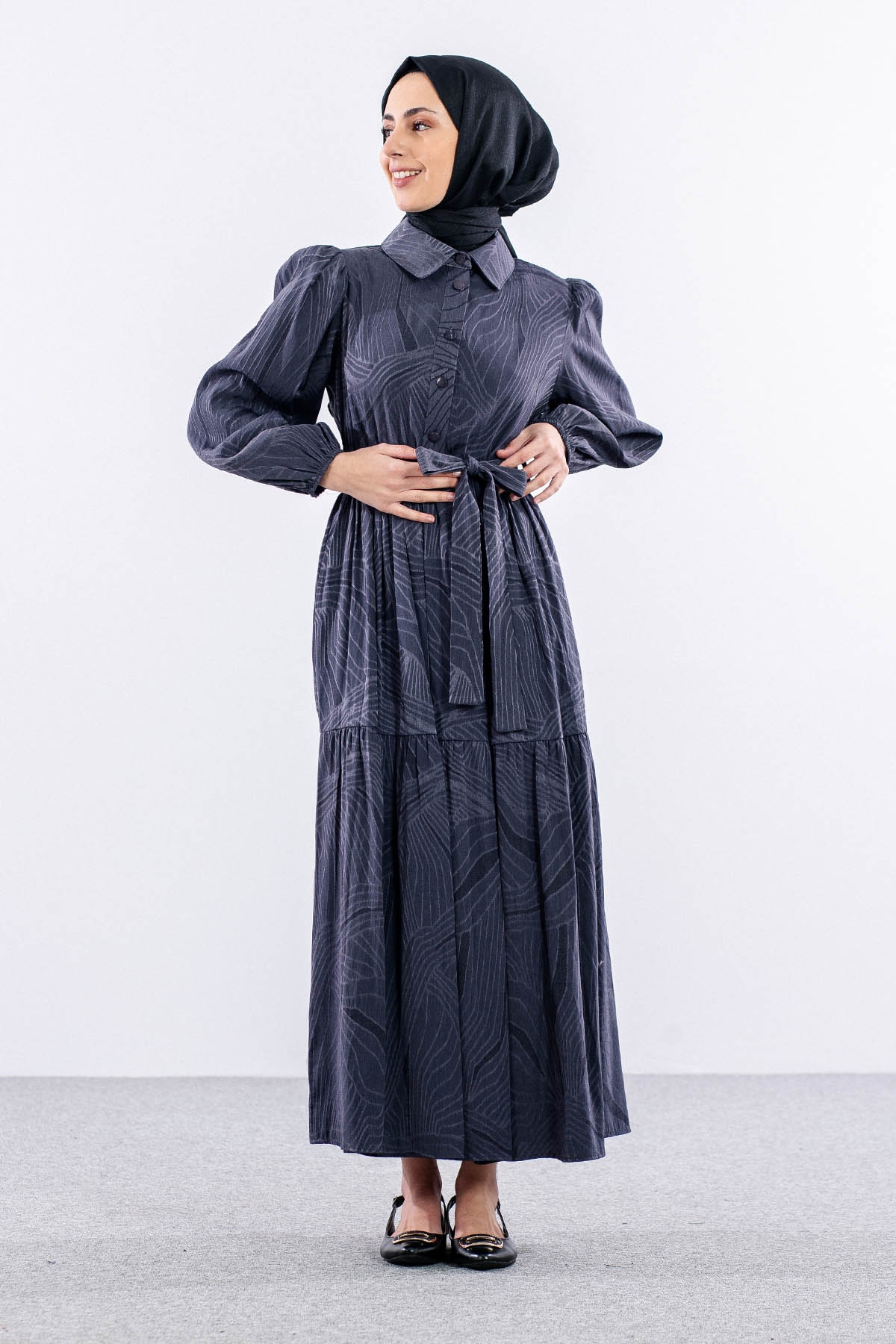 5916 Elbise 38-44 Dsn - Gri - 2