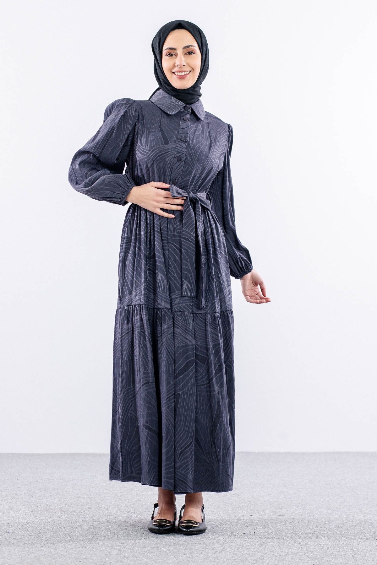 5916 Elbise 38-44 Dsn - Gri - 3