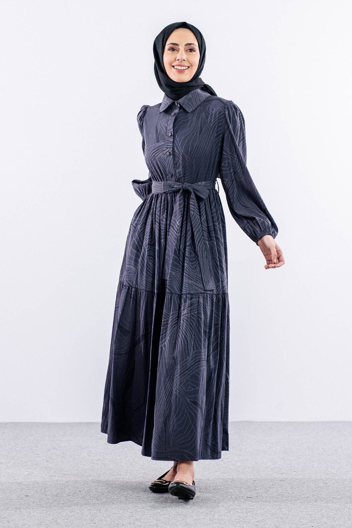 5916 Elbise 38-44 Dsn - Gri - 4