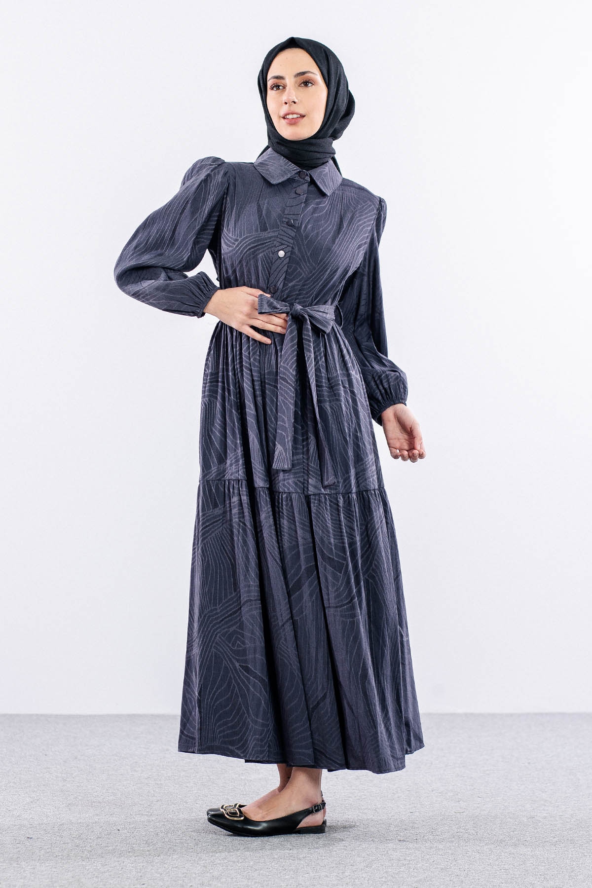 5916 Elbise 38-44 Dsn - Gri - 6