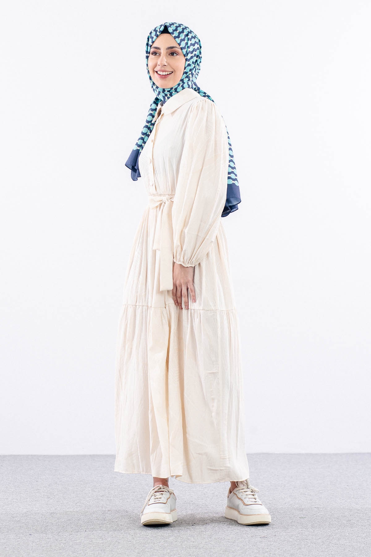 5916 Elbise 38-44 Dsn - Krem - 3