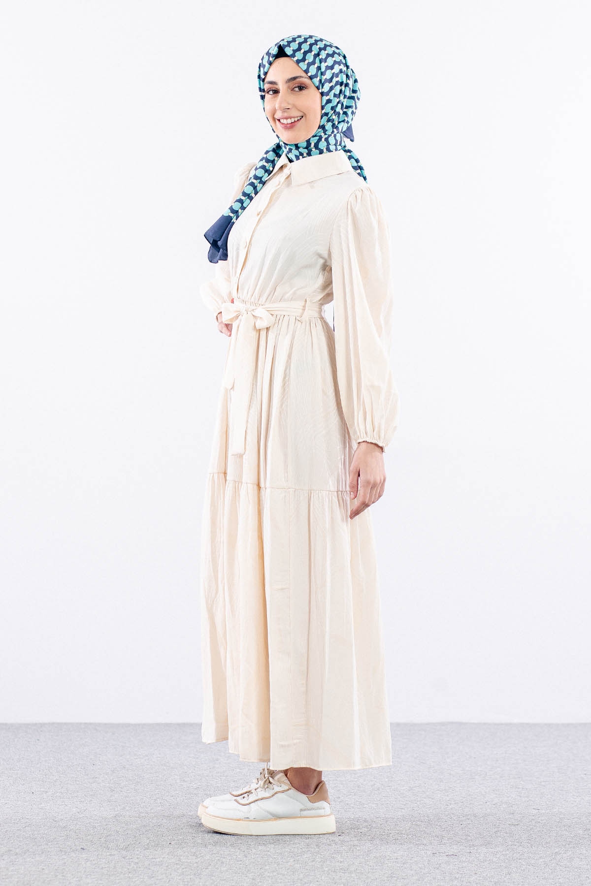 5916 Elbise 38-44 Dsn - Krem - 4