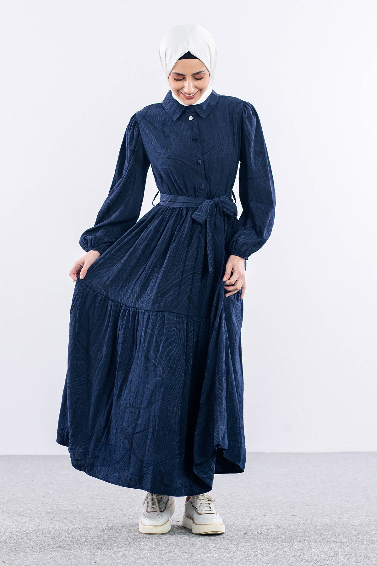 5916 Elbise 38-44 Dsn - Lacivert - 1