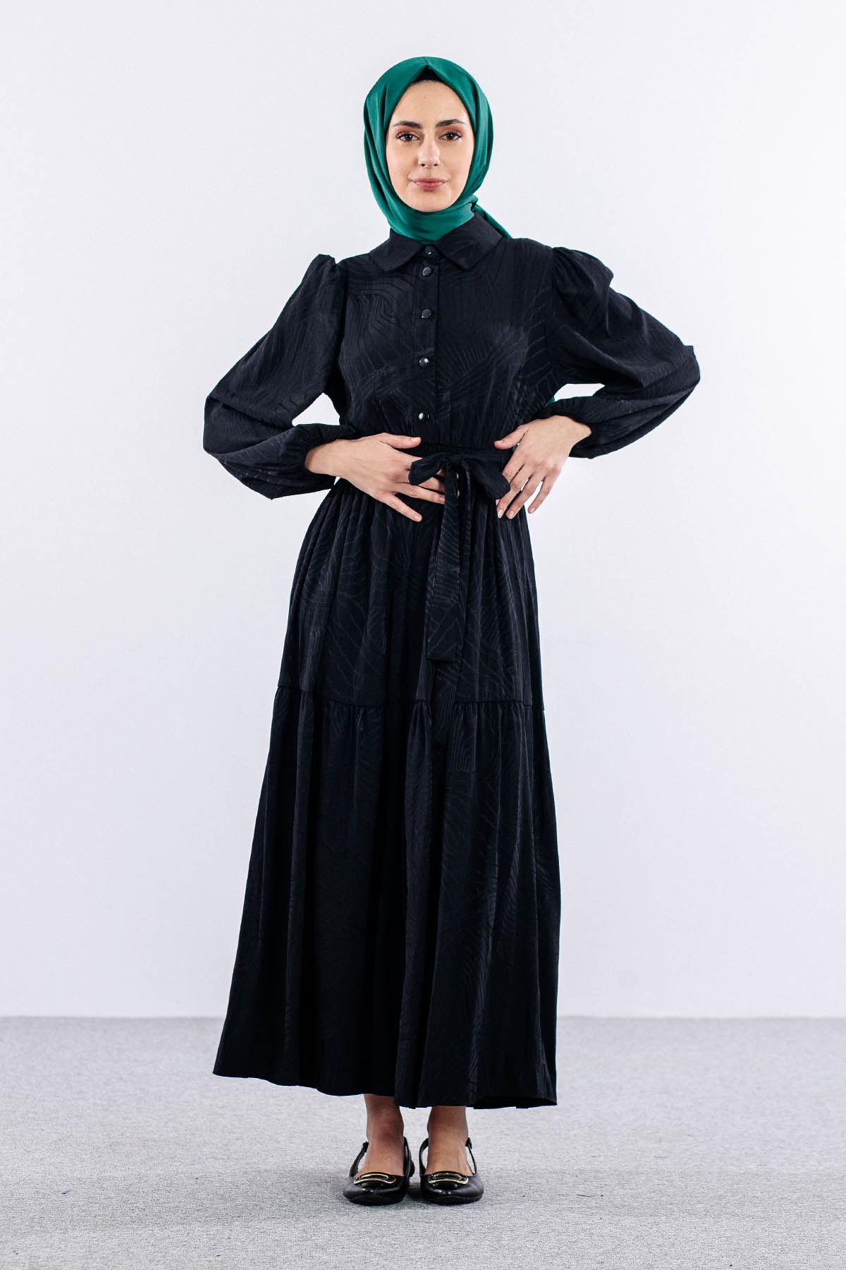 5916 Elbise 38-44 Dsn - Siyah - 4