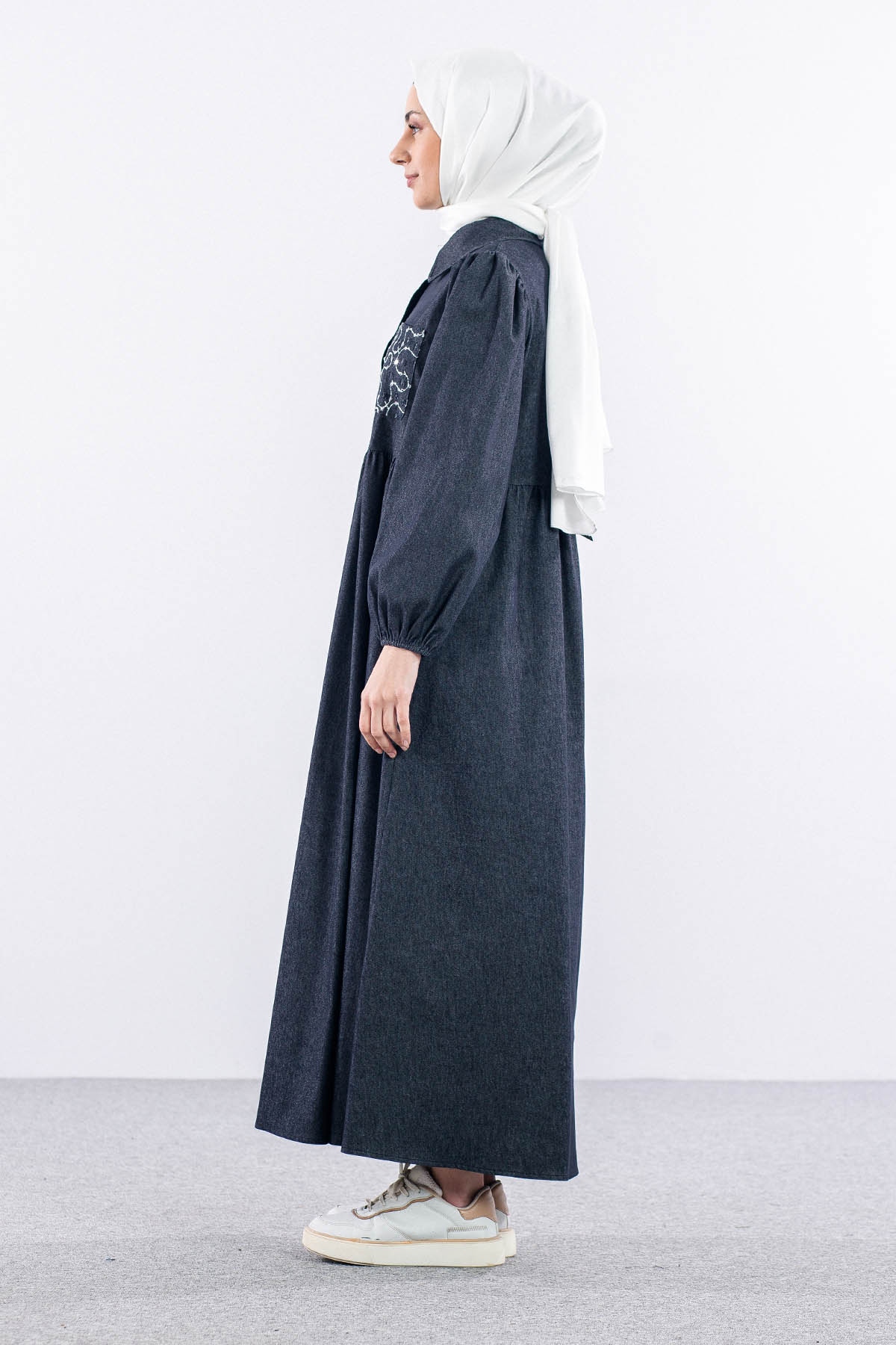 5926 Denim Elbise 38-44 - Siyah - 3