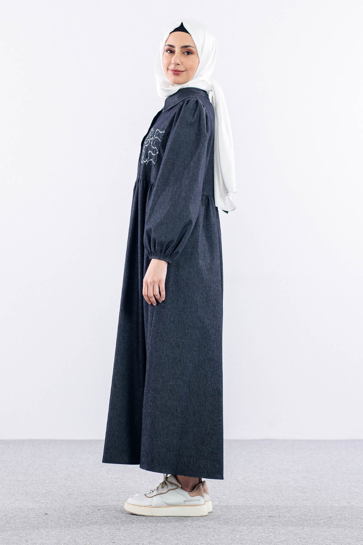 5926 Denim Elbise 38-44 - Siyah - 4