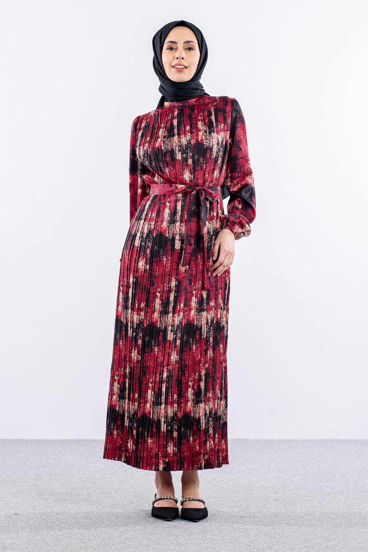 5935 Elbise 1-1-2-2 Pl - Bordo - 1