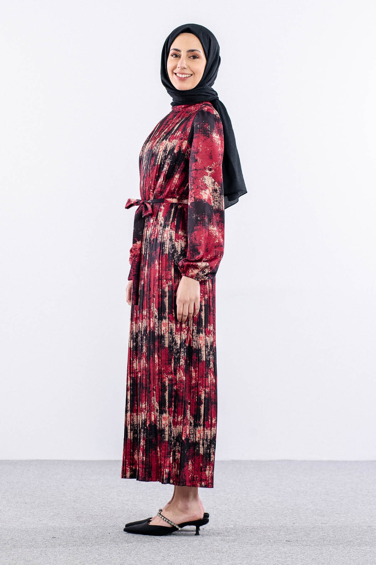 5935 Elbise 1-1-2-2 Pl - Bordo - 4