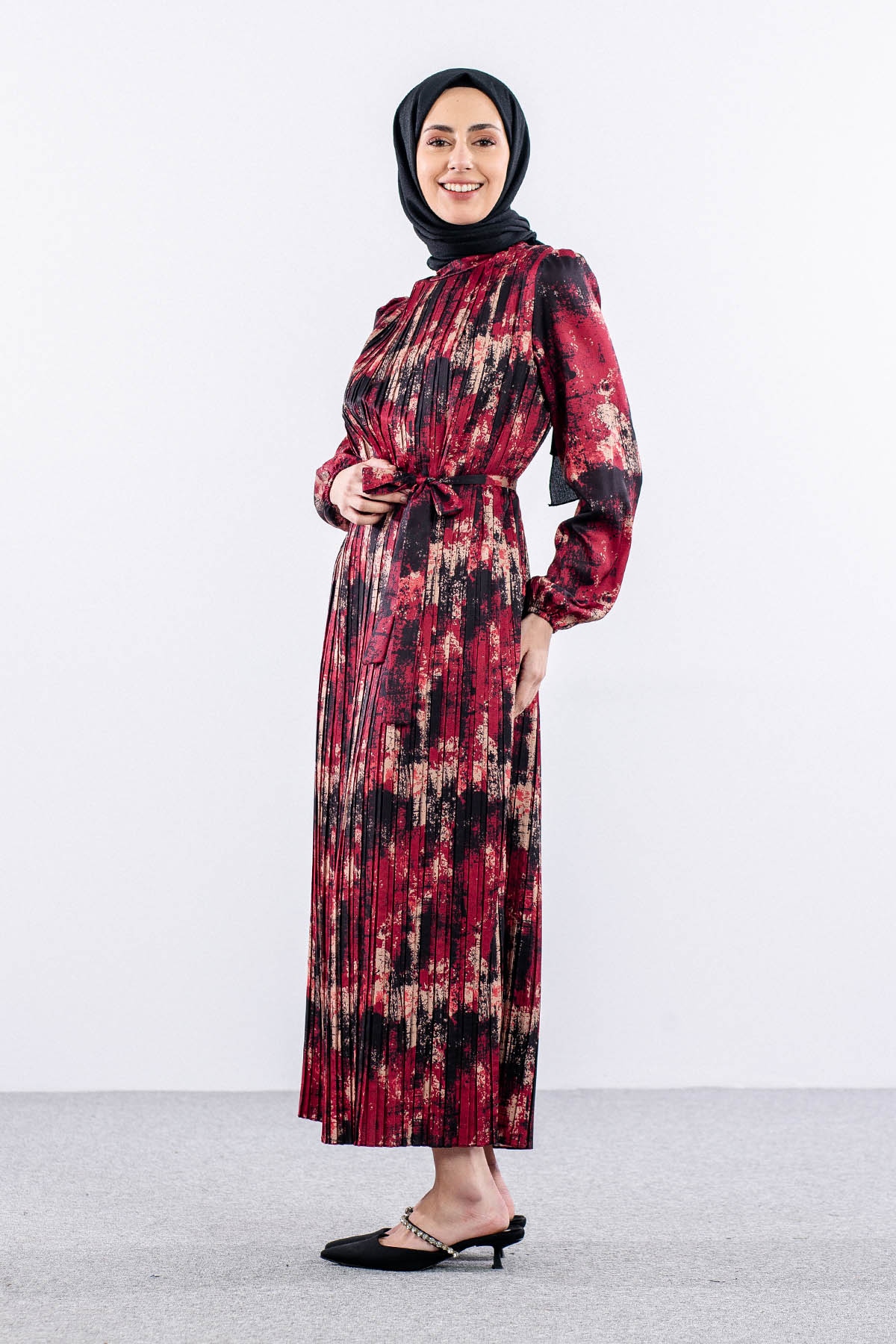 5935 Elbise 1-1-2-2 Pl - Bordo - 5