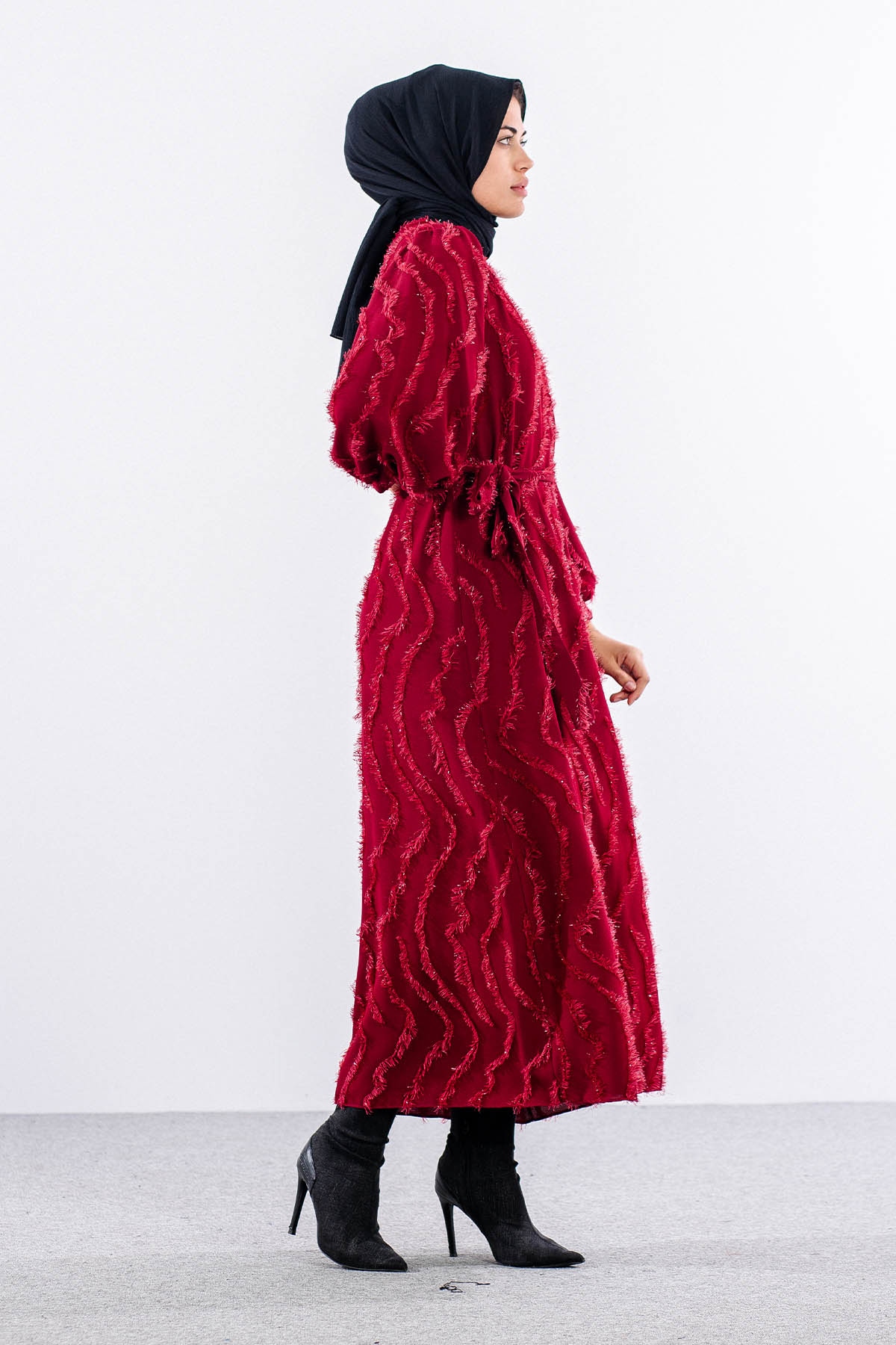 5940 Elbise 1-1-2-2-3 - Bordo - 3