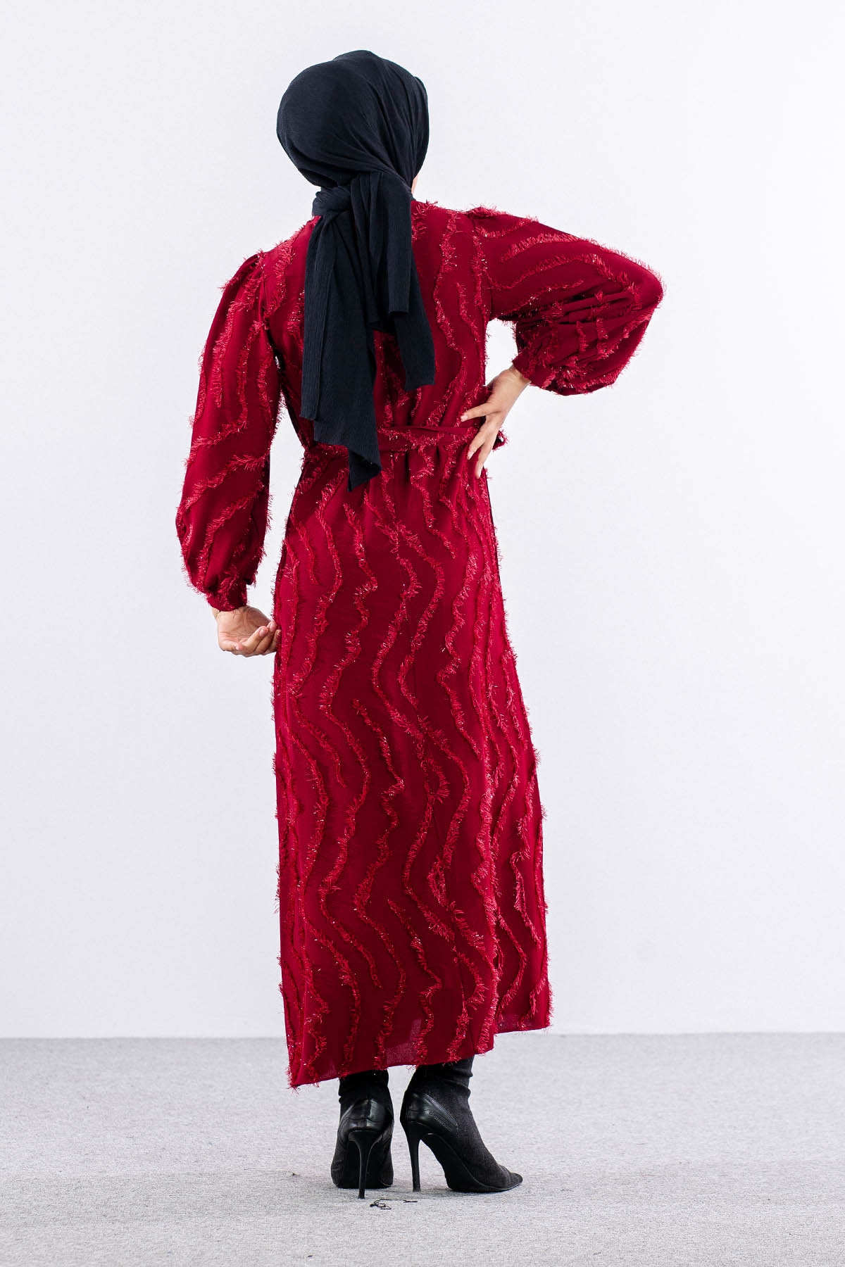 5940 Elbise 1-1-2-2-3 - Bordo - 4