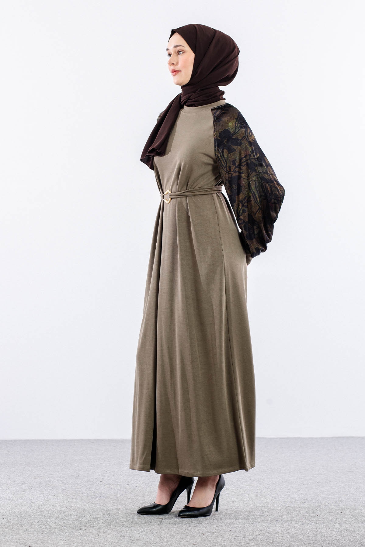 5986 Elbi̇se 38-38-40-40-42 Kolu Desenli - Haki - 4