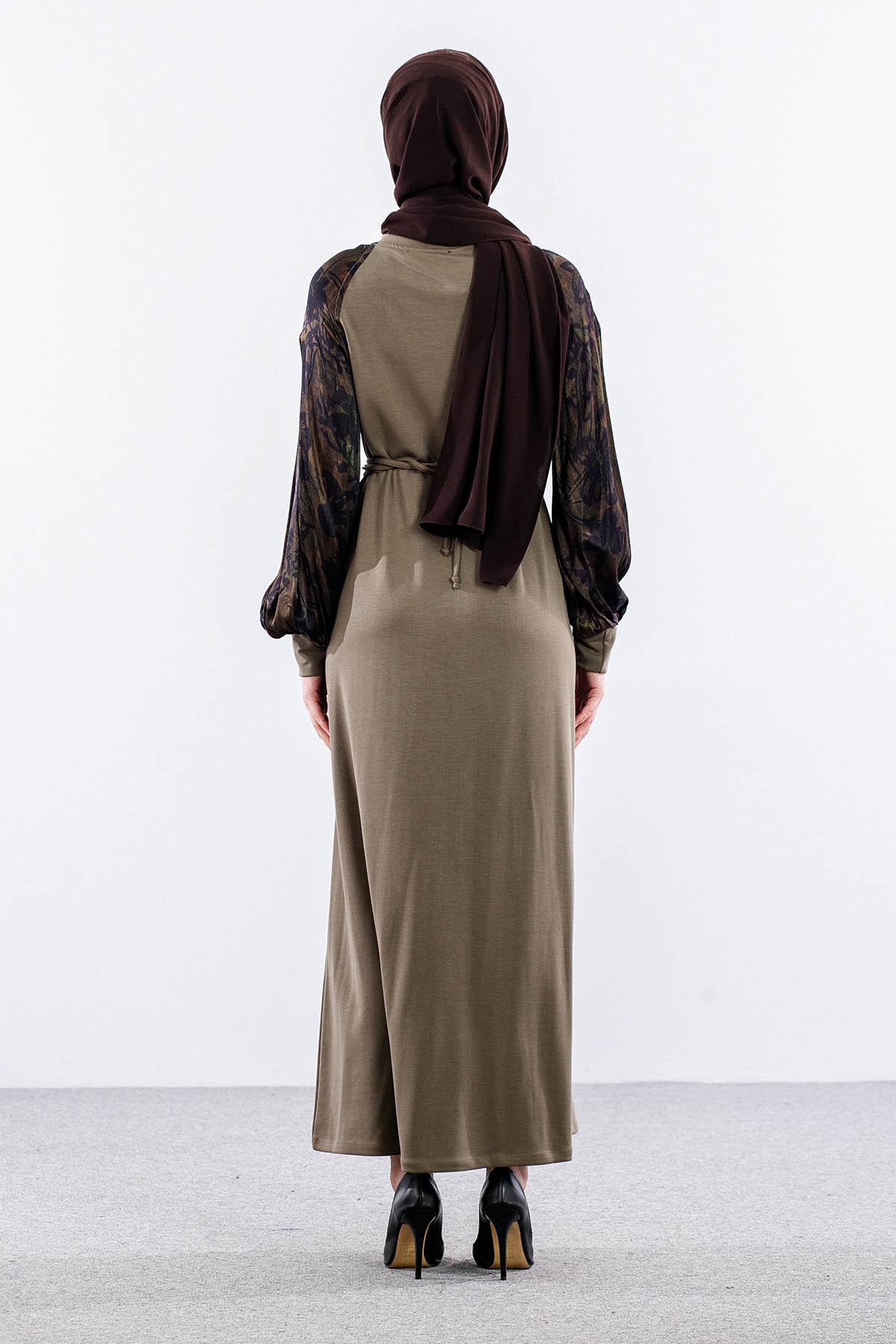 5986 Elbi̇se 38-38-40-40-42 Kolu Desenli - Haki - 5