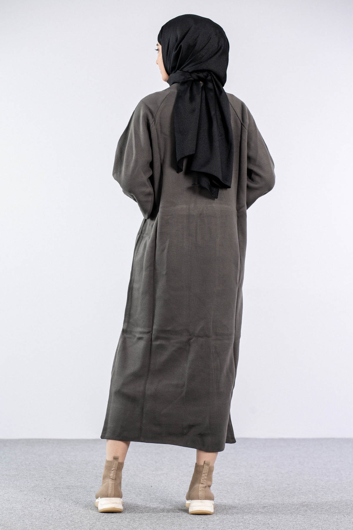 6045 Triko Elbise Tek Bln - K_gri - 4