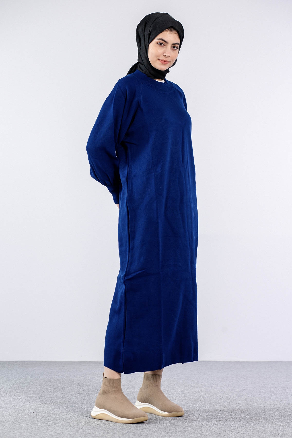 6045 Triko Elbise Tek Bln - Lacivert - 2