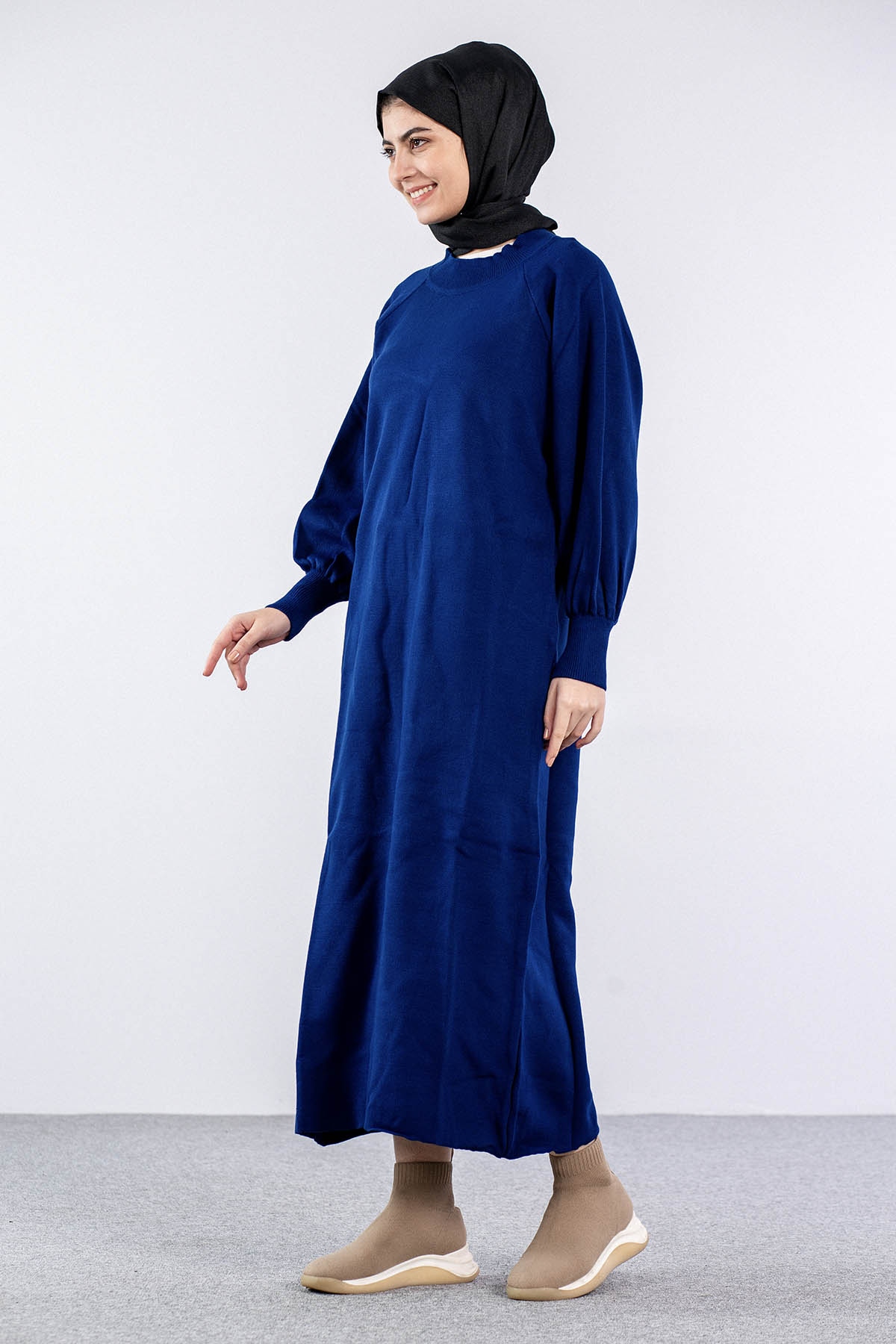 6045 Triko Elbise Tek Bln - Lacivert - 3