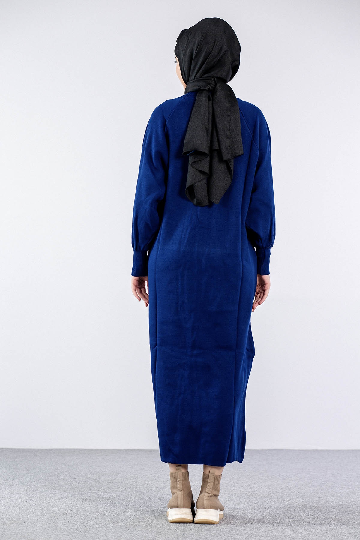 6045 Triko Elbise Tek Bln - Lacivert - 4