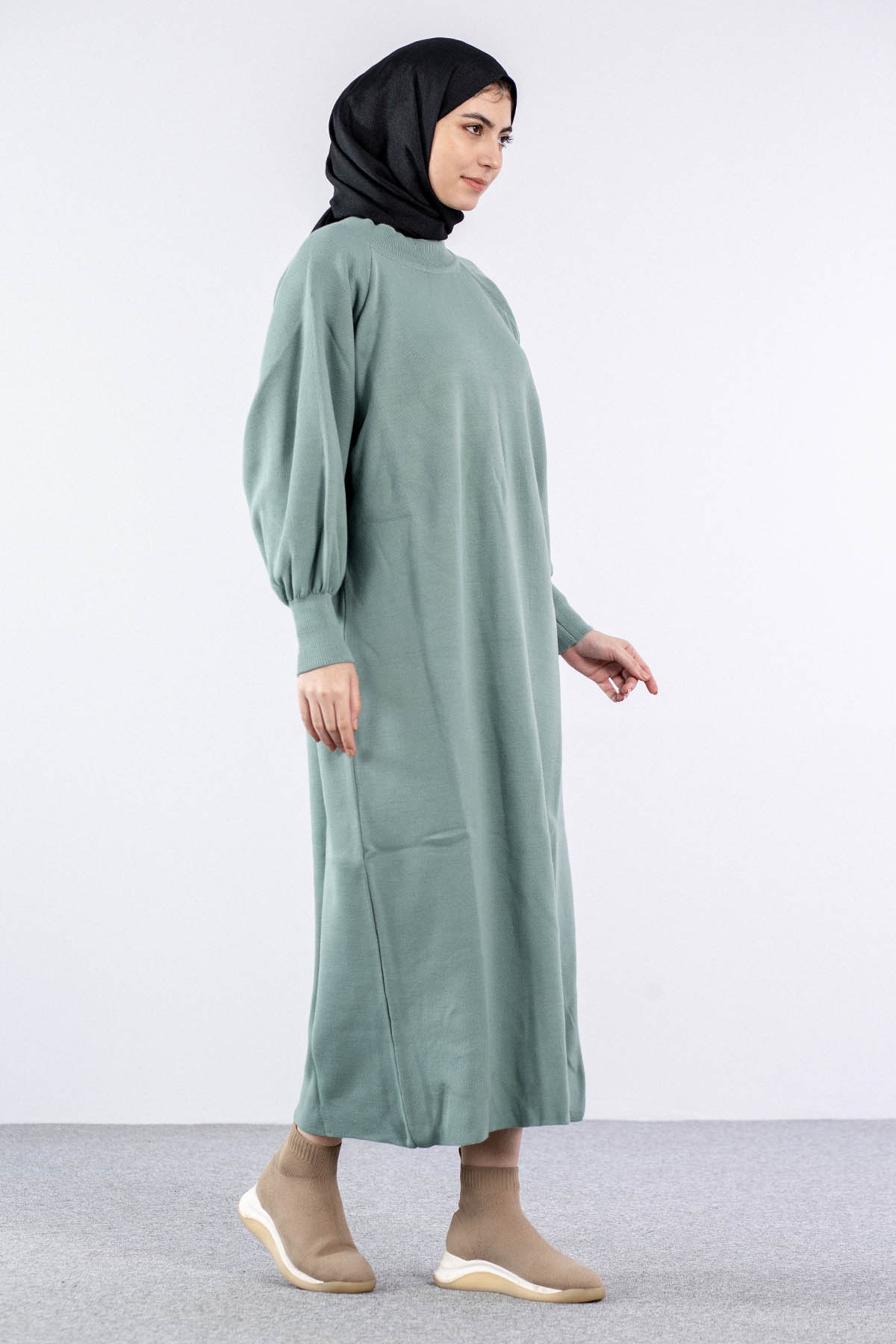 6045 Triko Elbise Tek Bln - Mint - 2