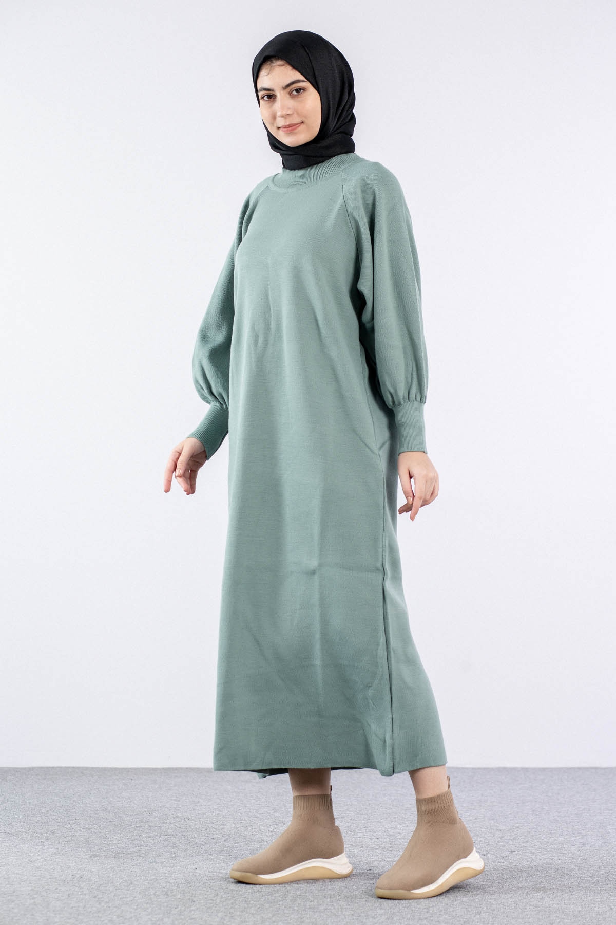 6045 Triko Elbise Tek Bln - Mint - 4