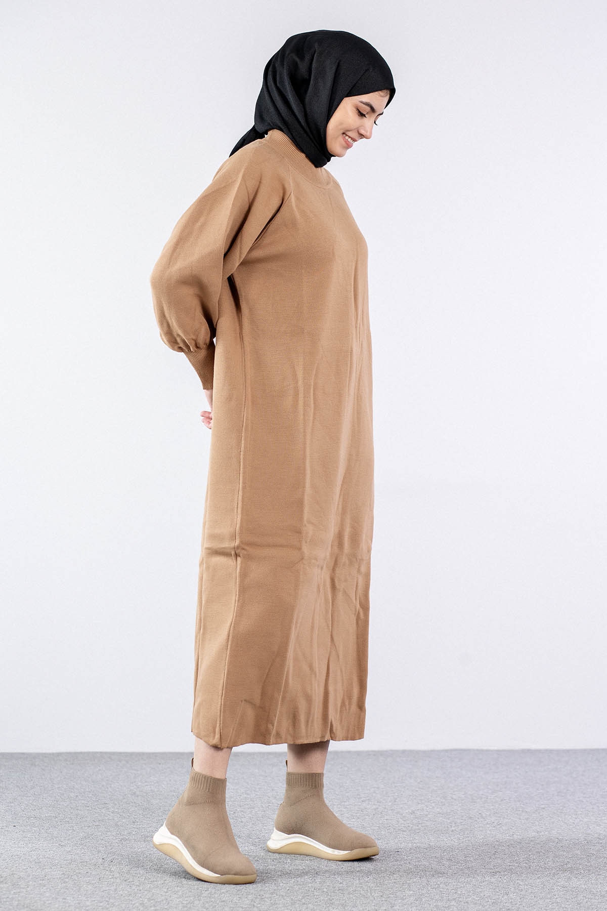 6045 Triko Elbise Tek Bln - S_kahve - 2