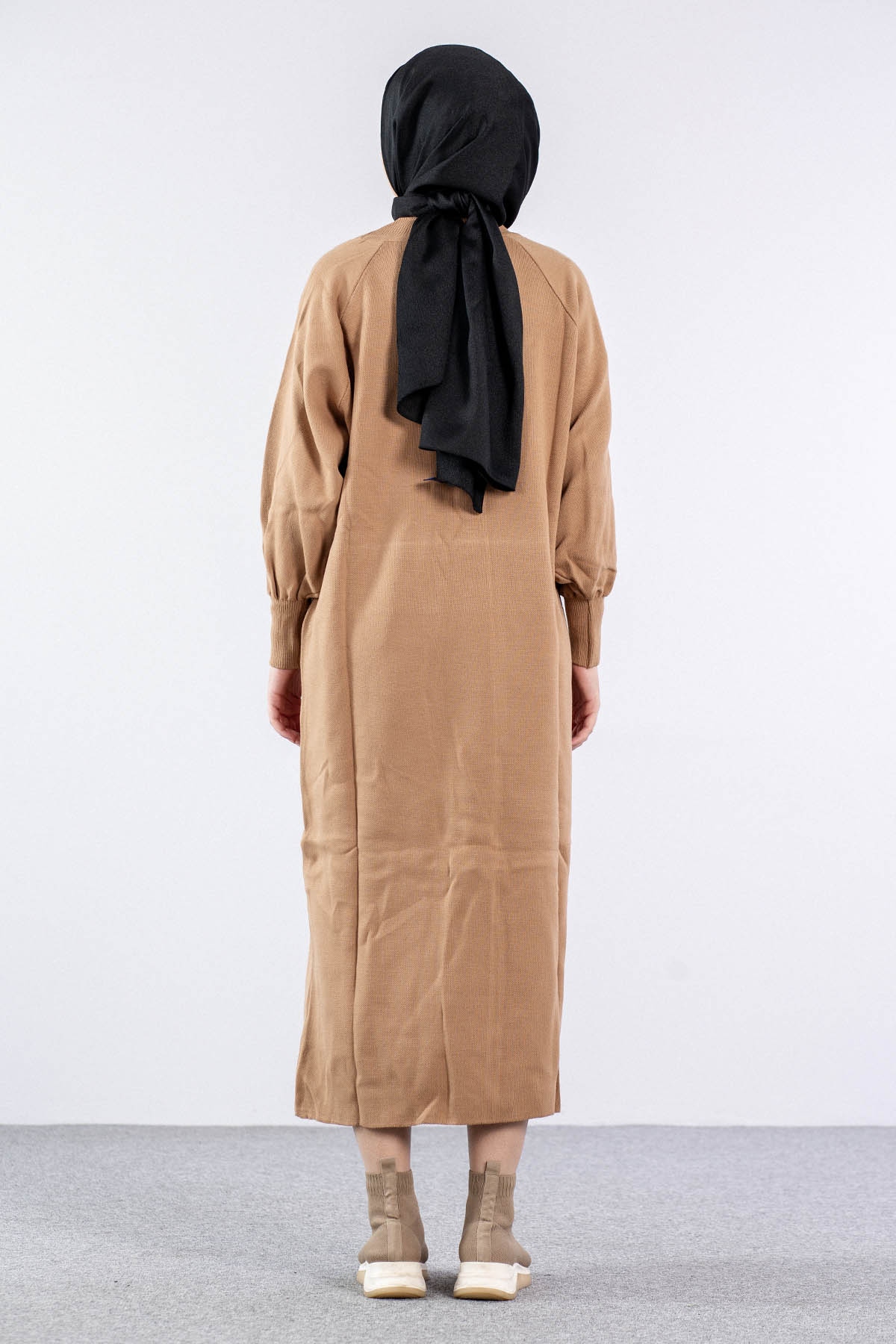 6045 Triko Elbise Tek Bln - S_kahve - 4