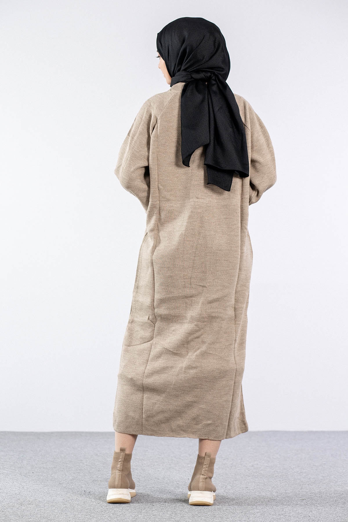 6045 Triko Elbise Tek Bln - Vizon - 4