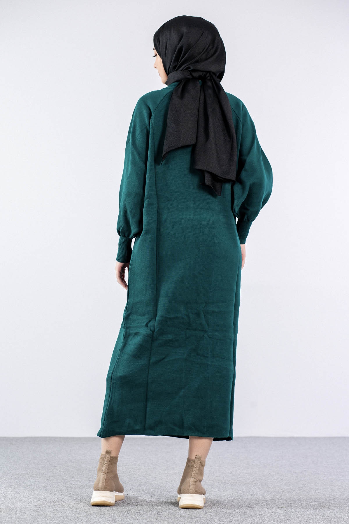 6045 Triko Elbise Tek Bln - Zumrut - 4