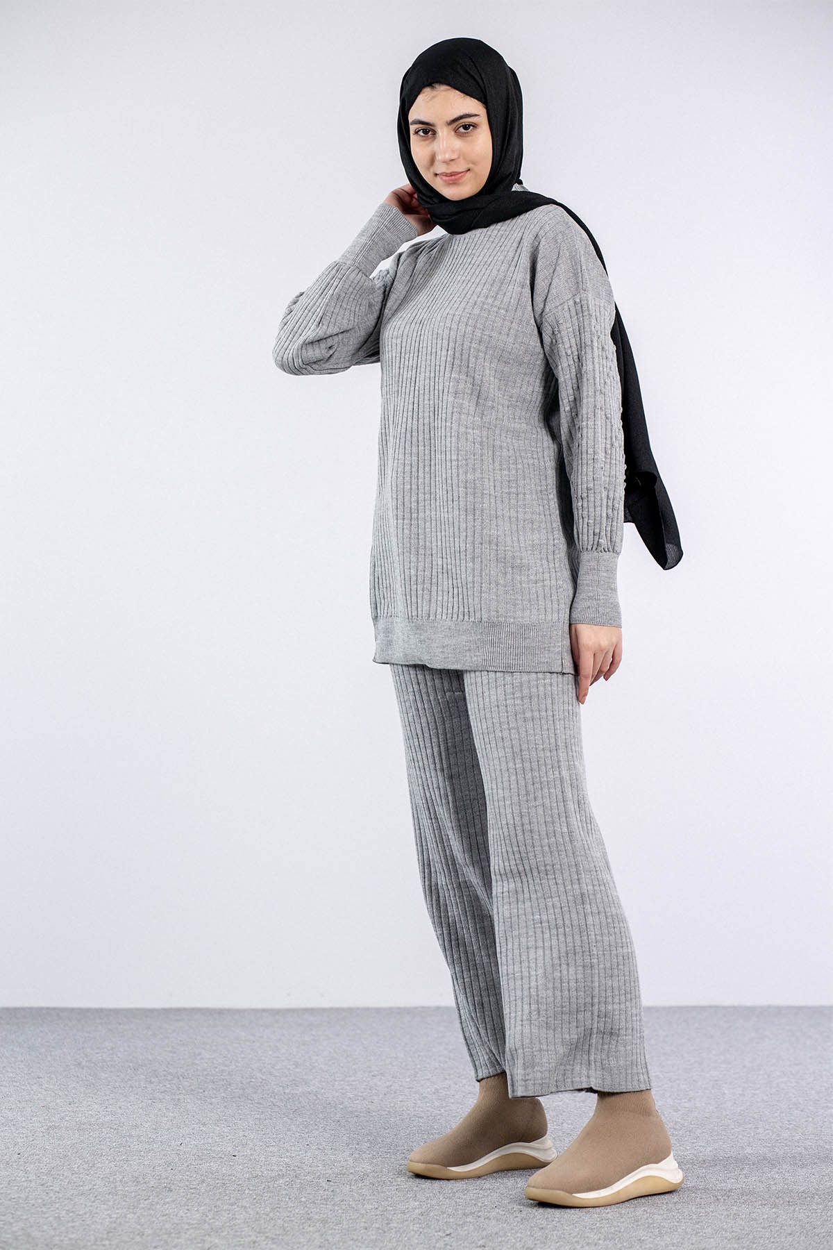 6118 Triko Takim Tek - Gri - 3